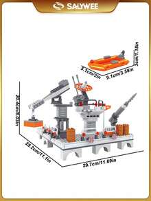 SALYWEE DIY Assembly Toy, Building Block, Offshore Oil Fields(310+Pcs), Car Repair Shop(440+Pcs), Decorative Ornaments, Birthday Gifts - Multicolor - View 9