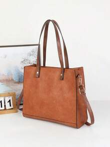 Handbag With External Coin Purse And Toiletry Bag, Shoulder Strap And Large Crossbody Strap - Brown - View 7