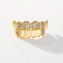 2pcs New Hip-Hop Golden Teeth Studded Mouth Jewelry For Both Men And Women's Body Jewelry, - Fashion - View 4