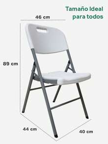 Silla Plegable Plástica Reforzada Jardín Exterior Uso Rudo - Blanco - Ver 3