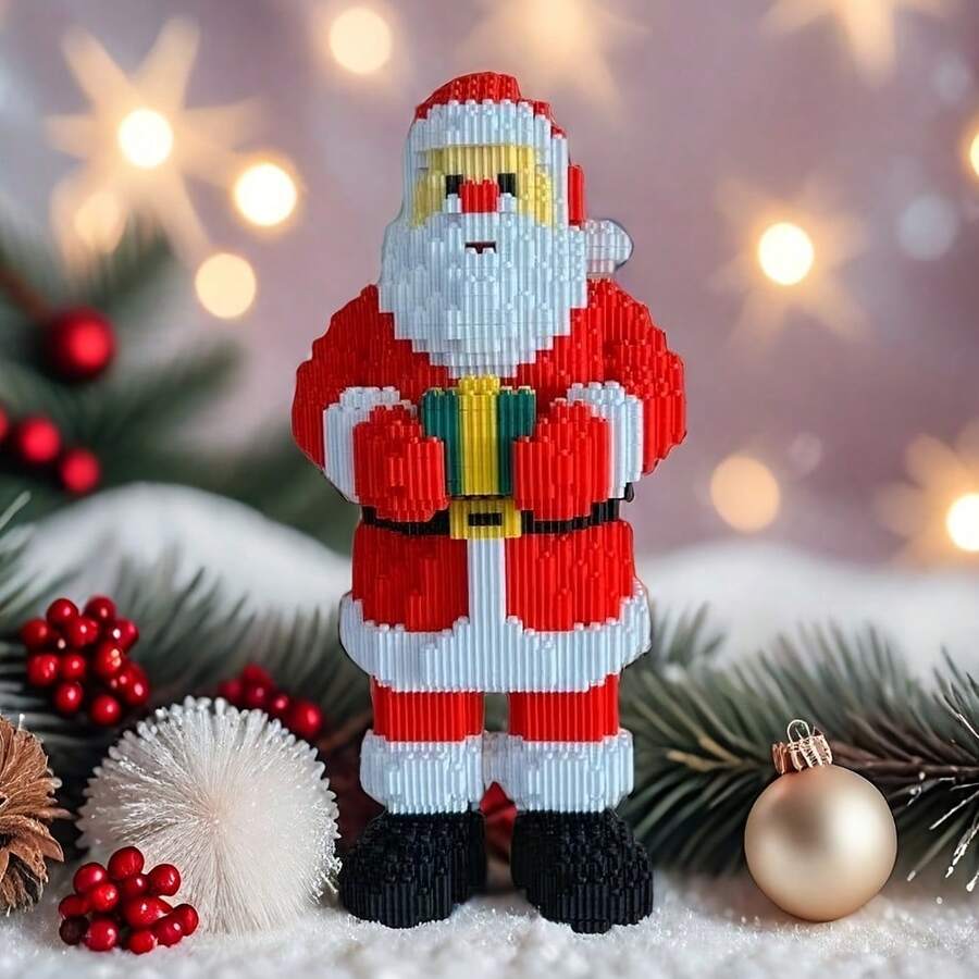 1600pcs Santa Claus Building Blocks Set, Party Game, Office Home Living Room Decoration, DIY 3D Puzzle Blocks, Craft Making, Assembly, Creative Interlocking Toy For Adults And Teens, High Difficulty Challenge Plug-In Building Blocks Assembly, Easter, Halloween, Christmas Gift, Perfect Holiday And Birthday Gift - Multicolor - View 1