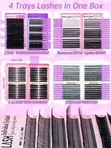 RITALASH 2527/ 592/655/640/384pcs Individual Lash Clusters Kit 4 Trays Volume Lashes With Lash Bond And Seal Lash Remover Lash Tweezer For Travel/Cosply/Daily Use For Beginner Waterproof Resuable Eyelash Extensions At Home - Black - View 9