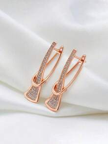 1 Pair Classic Cubic Zirconia Teardrop Earrings, Suitable For Women, Can Be Worn For Weddings, Engagements, Valentine's Day And Other Occasions, An Ideal Gift Choice - 2# - View 4