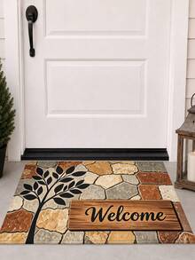 1pc Pebble Tree Of Life Welcome Mat, Outdoor Carpet Runner Area Rug, TPR Backing Non-Slip Mat, Suitable For Bathroom, Indoor, Hallway, Bedroom, Living Room, Bedside, Machine Washable Easy To Clean Entryway Mat Home Decor - Multicolor - View 6