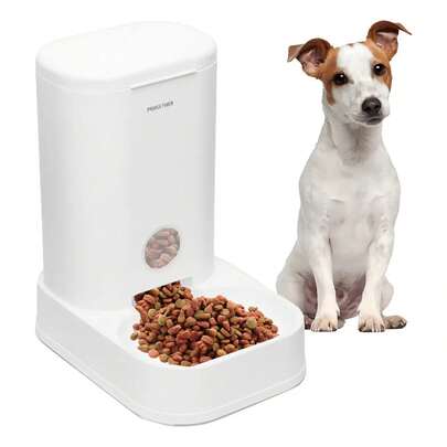 Comedero Dispensador Automático para Perros 3.5L, Alimentador para Mascotas con Gran Capacidad para Croquetas, Distribución Práctica de Alimento, Ideal para Perros y Gatos, Perfecto para Casa, Trabajo y Uso Diario, Cómodo, Higiénico, Ahorra Tiempo y Fácil de Limpiar
