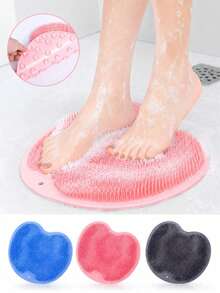 1pc Foot Scrub Mat With Hook, 2-In-1 Foot And Back Massager, Suction Cup Shower Foot Cleaning Exfoliating Pad, Unisex Bathroom Foot Washing Mat, Deep Cleaning Massage Tool For Shower, Home Use, Back To School, New Year Gift - Multicolor - View 1