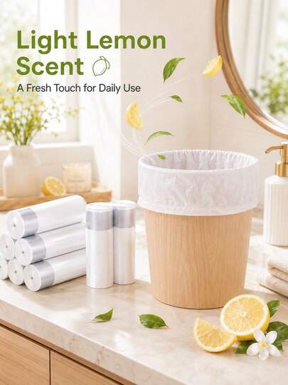 400PCS White Lemon-Scented Drawstring Trash Bags, 4–5 Gallon Small Garbage Can Liners For Bathroom, Kitchen, Bedroom, Office, Dorm & Apartment