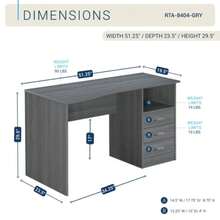 Classic Computer Desk With Multiple Drawers, - Grey + Particle Board - View 7