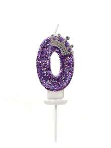 1 Set Purple Sparkling Crown Shaped Numeral Birthday Candles With Exquisite Decorative Elements, Suitable For Decorating Birthday Parties And Family Gatherings - Multicolor - View 4