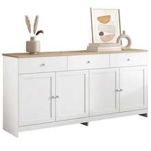 Wood-Effect Sideboard, Modern Storage Cabinet For Living And Dining Rooms - White - View 6