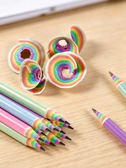26/13pcs Rainbow Paper Pencil Set, Includes Pencil Extender, Highly Attractive Creative Paper Shaft Pencils, Back To School Stationery, New Semester Must-Haves, Student Writing And Sketching, Holiday Gift.