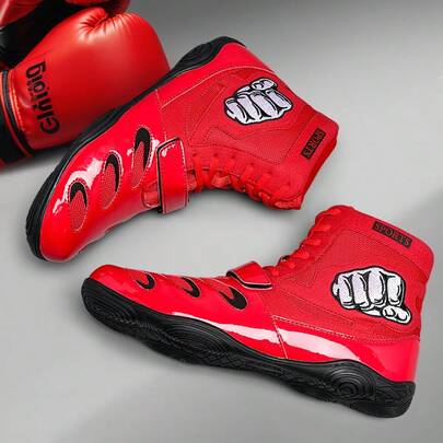 Men's New Professional Wrestling Shoes, Breathable Comfortable Boxing Shoes; Kung Fu Shoes; Fitness Shoes, Sports Shoes; Deadlift Shoes; Cross Training Shoes
