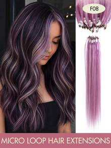 Women's Micro Ring Human Hair Extensions, Rainbow Color 12-20 Inch 30g Straight Hair Micro Bead Extensions, Add Length And Volume, Suitable For Party, Holiday And Daily Hairstyles - Multicolor - View 27