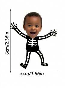 Custom Photo Acrylic Keychain Personalized Funny Face Picture Keychain Clear Acrylic Skeleton Costume Bag Charm Trick Or Treat Halloween Gift - Multicolor - View 6