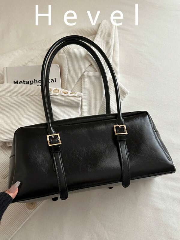 Hevel, PU Material, Large Capacity Bowling Bag, Fashionable Handbag, With Adjustable Shoulder Strap, Can Be Worn As A Shoulder Or Crossbody Bag, Suitable For Women's Daily Use, Such As Shopping And Dating, Women's Shoulder Bag, Elegant Women's Bag