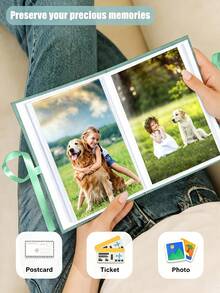 100-Pocket Photo Album, Linen Cover, Suitable For Wedding, Family, Anniversary, Holiday, Gift - Multicolor - View 6