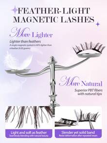 MAANGE [Soft Magnetic]1對磁吸假睫毛套組，貓眼狐狸眼款，自然豐盈、精緻美觀，附磁吸佩戴器，可重複使用，專業級磁吸假睫毛，便攜升級款，打造自然妝感，無需黏著劑，防風防水，全天舒適佩戴，加長眼尾設計，放大眼睛，旅行必備 - 彩色 - 查看 8
