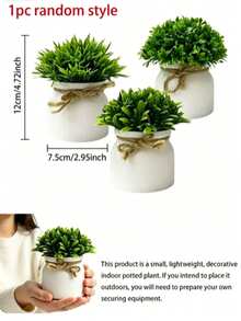 3pcs/1pc Mini Realistic Artificial Potted Plants With Pot, Small Spring Faux Plants, Mini Plastic Green Grass Trimmed Shrub, Suitable For Office Desk Decor, Wedding Favors, Bridal Shower Decoration, Home Office Decor Centerpiece - Multicolor - View 2