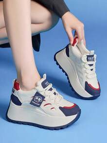Women Wedge Sneakers - Blue - View 1