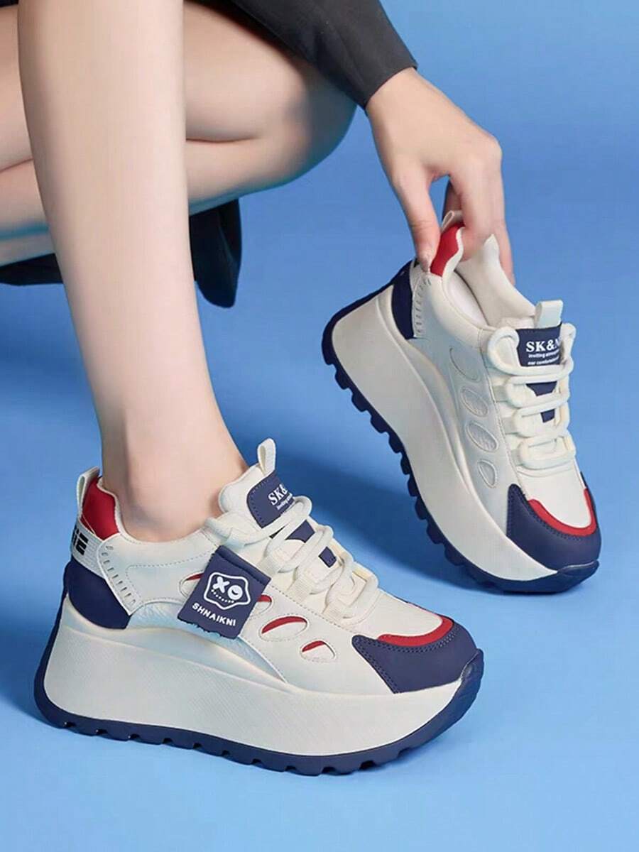 Women Wedge Sneakers - Blue - View 1