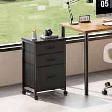3 Drawer Mobile File Cabinet On Wheels Fits A4 Size For Home Office |   Rustic Brown2, Fabric Vertical Filing Cabinet Fits Letter Size - Black - View 2
