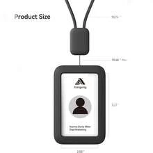 ID Card Lanyard, Silicone ID Card Holder Business Card Protective Case, With Retractable Cord, Quick Release Buckle, 2 Card Slots, Suitable For Office Staff, Teachers, Employees, Cruise Black - Silicone Card Sleeve - View 2