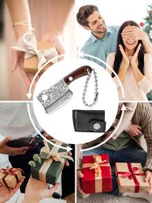 Mini Pocket Knife Keychain, Exquisite Wood Grain Texture Comfortable Wooden Handle, Portable Compact Daily Tool, Fashionable Hiking Bag Pendant, Durable Eye-Catching Charm - Multicolor - View 11