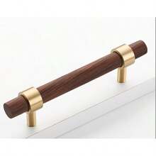 1/4 Pack Premium Brass & Walnut Drawer Pulls, Unique Wood + Metal Design, Modern Minimalist Style, Exquisite Details, Suitable For Drawers, Cabinet Doors, Wine Cabinets, Storage Cabinets, Wardrobes - Multi-color - View 13