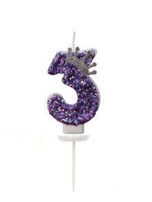 1 Set Purple Sparkling Crown Shaped Numeral Birthday Candles With Exquisite Decorative Elements, Suitable For Decorating Birthday Parties And Family Gatherings - Multicolor - View 7