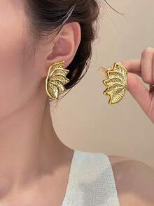 2-12pcs Ocean Shell & Starfish Marine Element Personalized Stud Earrings Set, Suitable For Beach Vacation, Travel, Summer Outfits - Gold - View 4