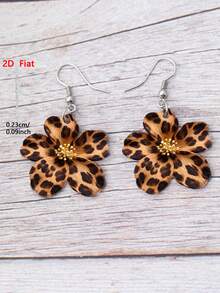 1 Pair 2D Flat Elegant Deep Sea Blue Lily Pattern Acrylic Pendant Earrings For Women Daily Wear - Brown - View 5