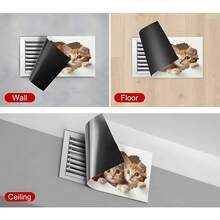 4PCS, 2D Flat Magnetic Vent Cover, Three Cats Peeking Through Holes Creative Sticker Pattern, 5.5*12IN, Suitable For Floor, Wall, Ceiling Vents, Home Decor - Multicolor - View 5