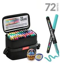 36/192/240 Colors Acrylic Paint Marker Set With Storage Box, Smooth Ink Flow, High Color Gamut Coverage, Suitable For Plastic, Glass, Metal, Bamboo, Canvas, Stone, Ceramic And Fabric Multi-Surface Painting Pens, DIY Craft Supplies And Professional Art Painting Markers - Sets - View 11