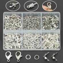 380pcs DIY Jewelry Making Accessories Set, Includes 60pcs Lobster Clasp, 120pcs Crimp Beads, 200pcs Closed Jump Rings, Suitable For Handmade Woven DIY Necklace, Bracelet, Bag Charm, Can Be Flattened To Secure Clasp, Pendant Chain Connector Rings, DIY Jewelry Making Materials - Lobster Clasp & Jump Ring & Bag Clasp - View 2