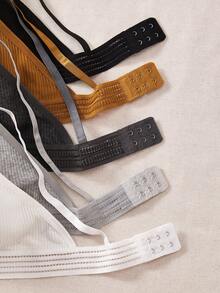 5PCS Solid Color Minimalist Casual Ribbed Non-Wired Comfortable Breathable Home Style Women's Bra - Multicolor - View 6