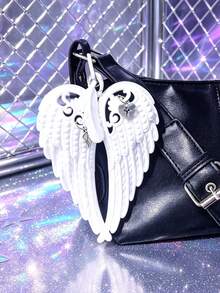 1pc Y2K Style White Wing Bag Charm, Cross Heart Wing Bag Accessory, Oversized Pendant Suitable For Preppy, Dark Gothic And Other Styles - White - View 2