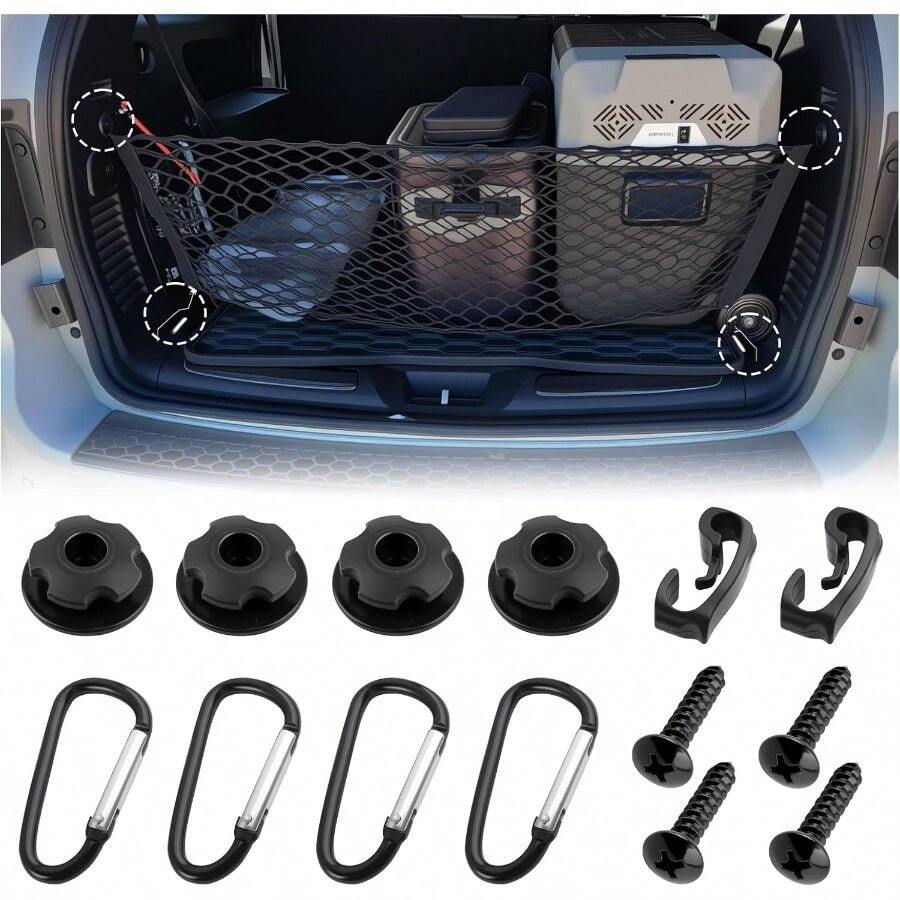 10PCS Multifunctional Automotive Cargo Hooks Kit With 4 Fixing Screw No-Drill Cargo Net SUV Hook Avoiding Cargo Shifting, Universal Cargos Netting Hook Car, SUV, Truck - A - View 1