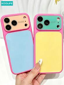 KOOLIFE Luxury Ins Style Summer Dopamine Color Block Phone Case, Compatible With IPhone 17 Pro Max, New 16 Pro Max, 15 Pro Max, 13 Pro, 13, 14 Pro Max - Magenta Edge + Blue Backplate - View 8