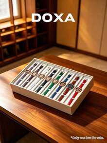 Caja de almacenamiento diario DOXA de 8 ranuras para relojes largos, con forro de felpa, caja de colección a prueba de polvo, adecuada para correas de reloj y pulseras - Beis - Ver 4