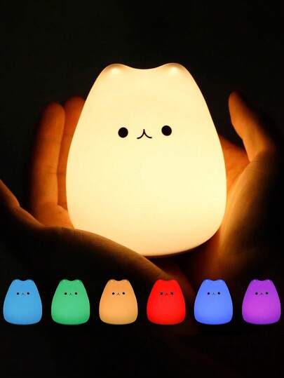 1pc Silicone Soft RGB Kids Night Light, 3pcs AAA Battery Powered Silicone Animal Cute Cat Nursery Night Light, Portable Night Light, Colorful Gift For Women, Babies, Children, Teenage Girls