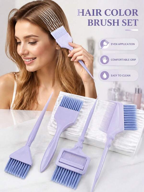 Hair Dye Brush Set, Hair Dye Brushes Set, Even Application Hair Dye Brush, Comfortable Grip, Easy To Clean, Professional Salon Hair Dye Tool Set, Suitable For Home DIY Hair Dyeing