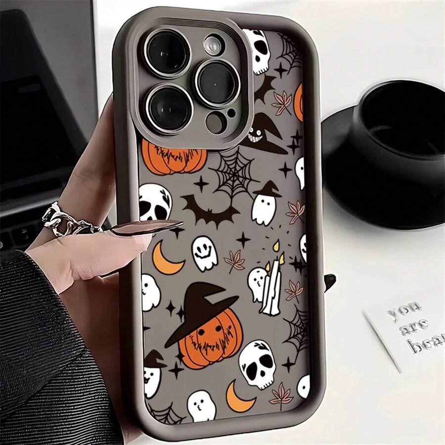 Halloween Pumpkin Ghost Silicone Phone Case For IPhone 16 15 14 13 12 11 Pro Max 17 Air Plus Soft Cover 0ZWO - 咖啡色02 - 查看 1