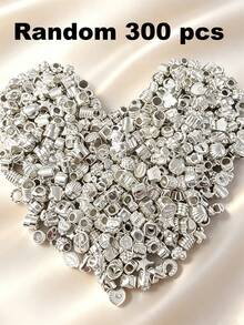 25/50/80/100/150/200/300/500/1000pcs Silver Random Acrylic Beads, For Jewelry Making, Bracelets, Necklaces And Craft Accessories - Silver - View 18