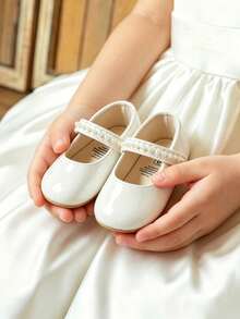 Infant Infant Girls Soft Sole Bowknot Princess Wedding Dress Mary Jane Flats Prewalker Newborn Light Infant Sneaker Shoes - White - View 2