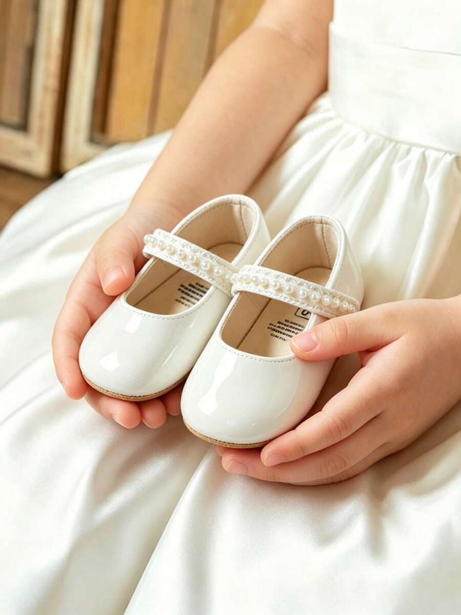Infant Infant Girls Soft Sole Bowknot Princess Wedding Dress Mary Jane Flats Prewalker Newborn Light Infant Sneaker Shoes