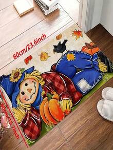 1pc New Halloween Cat With Hat & Pumpkin Floor Mat, Thanksgiving, Suitable For Living Room, Bedroom, Indoor - Machine Washable - Flannel Material, Soft & Comfortable, No Pilling, Water-Resistant, Easy Care, Odorless - Perfect For Home Decor, Room Decor, Living Room Rug, Bedroom Rug, Bathroom Rug, Kitchen Rug, Area Rug, Hotel Decor - Area Rug, All Season - Multicolor - View 13