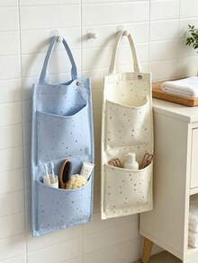 1pc Star Print Hanging Storage Bag, Cute Casual Fabric Rectangular Wall Hanging Organizer, Multi-Layer Pockets With Top Handle, Space-Saving Foldable Storage Bag, Door Hanging Storage Basket, Suitable For Bedroom, Closet, Dorm, Home Daily Miscellaneous Items Storage - Multicolor - View 6