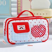 1pc Japanese Sweet Fruit Star House Pencil Case, Large Opening Layered Design For Easy Access, Large Capacity Storage For Pencils, Rulers, Erasers, Cartoon Cloud And Apple Print Sweet And Cute, Suitable For Students' Daily Use, Classroom Learning, Exam Carrying And Desktop Stationery Organization - Pencil Case - View 8