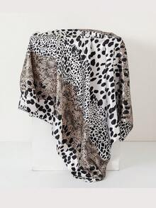 1pc Leopard Print Imitated Silk Scarf Women Casual Headscarf, Fashionable Square Scarf Shawl Suitable For DailyWear - Multicolor - View 7