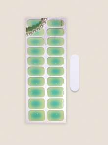 Semi Cured Gel Nail Strips, 20Pcs Long Lasting Salon Quality Wraps, Easy Apply & Remove Gel Nail Stickers With UV Light - Mint Green - View 3